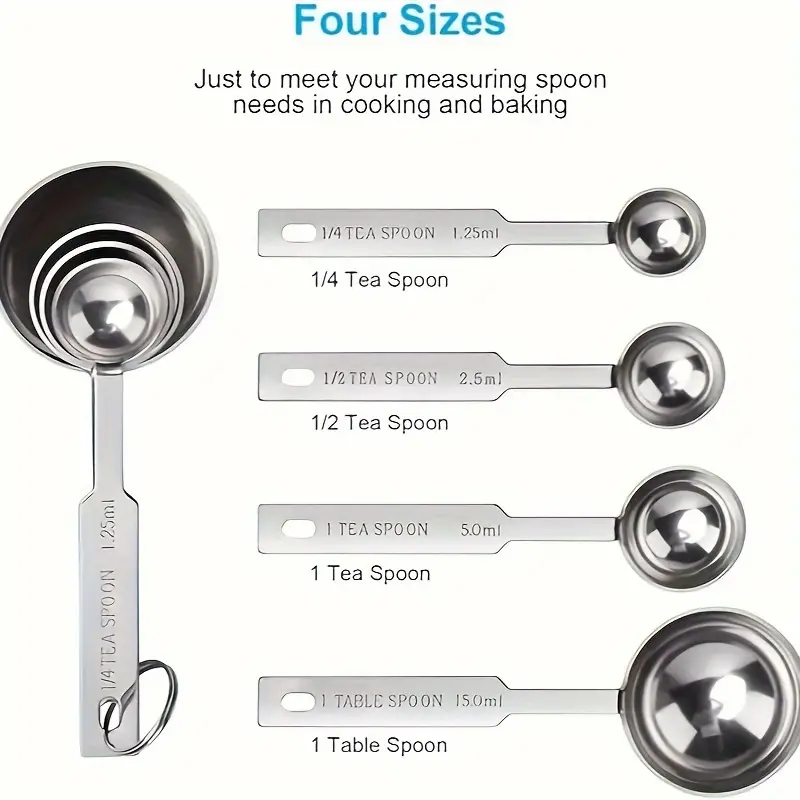 Measuring Spoons Set, Includes,,, 1 Tbsp, Food Grade Stainless Steel Measuring  Spoons, Tablespoon And Teaspoon For Measure Liquid And Dry Ingredients,  Baking Tools - Temu