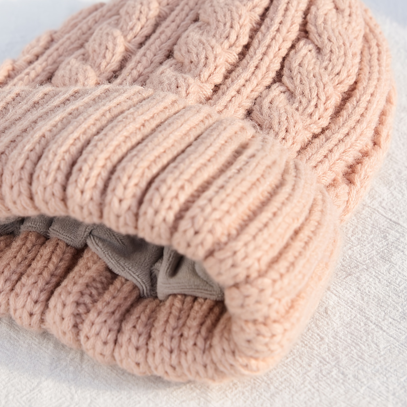 1pc Unisex Fleece Lined Cable Knit Beanie Hat, Caldo Cappello Invernale  Neve Sci A Teschio, Scelta Ideale Regali, Sconti