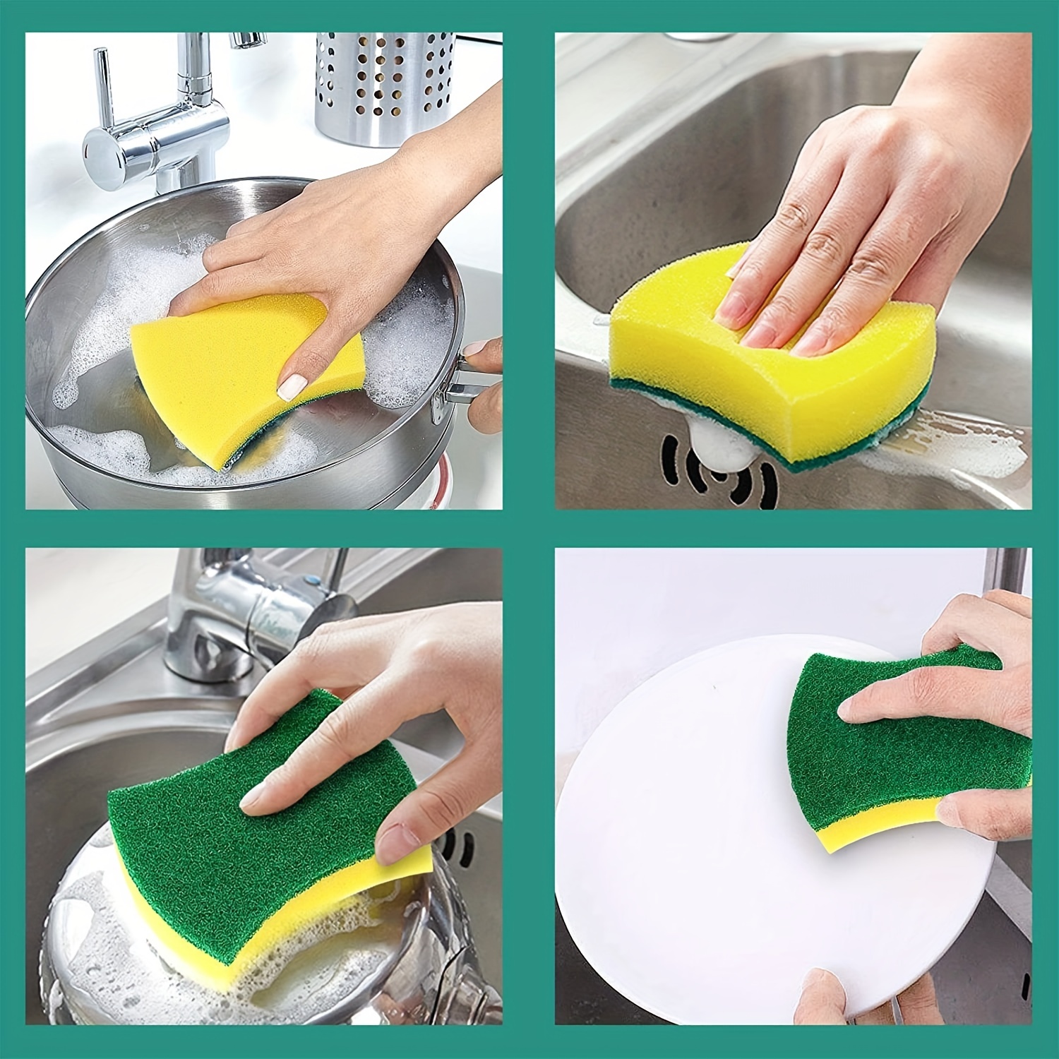 4 Esponjas Limpieza Súper Rey Lavado Cocina Estropajo Lavar - Temu
