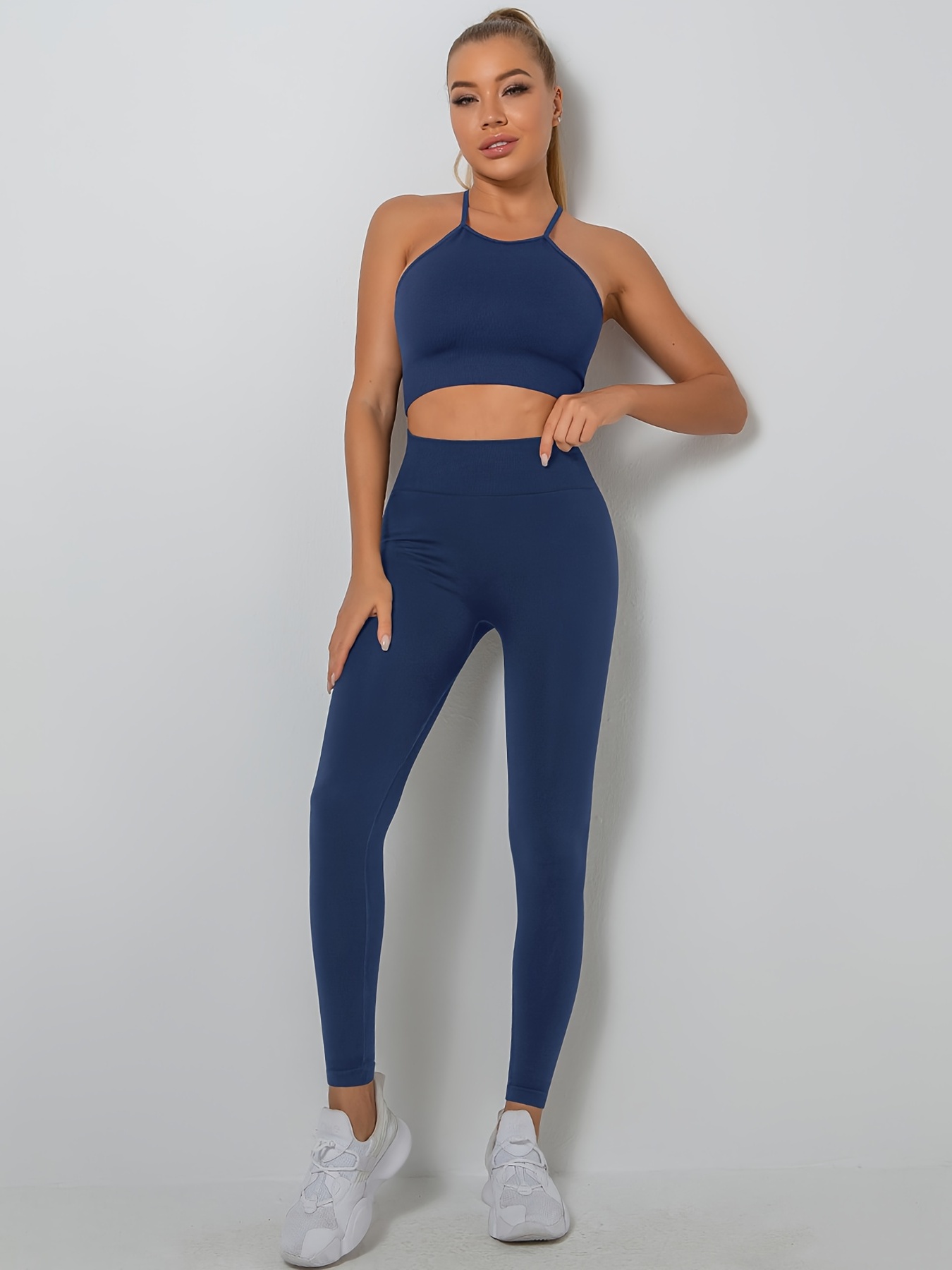 ZZAL women's sports suit Women's Yoga Sports Suit High Waist Sexy Wear  Tight Leggings Running Bra Casual Activewear Clothes(Size:M,Color:Blue) :  : Fashion