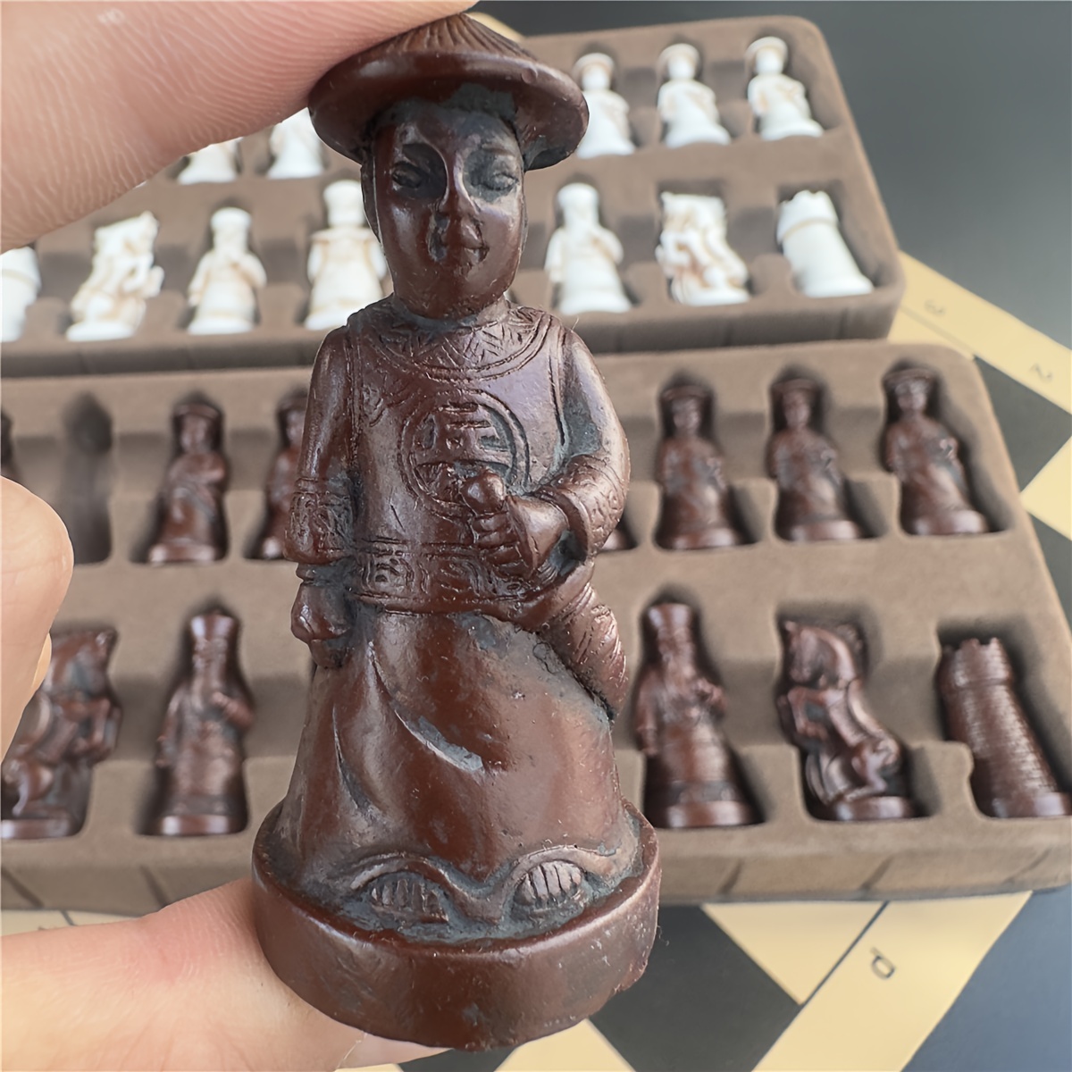 Hermes Antique Hand Carved Chessmen 