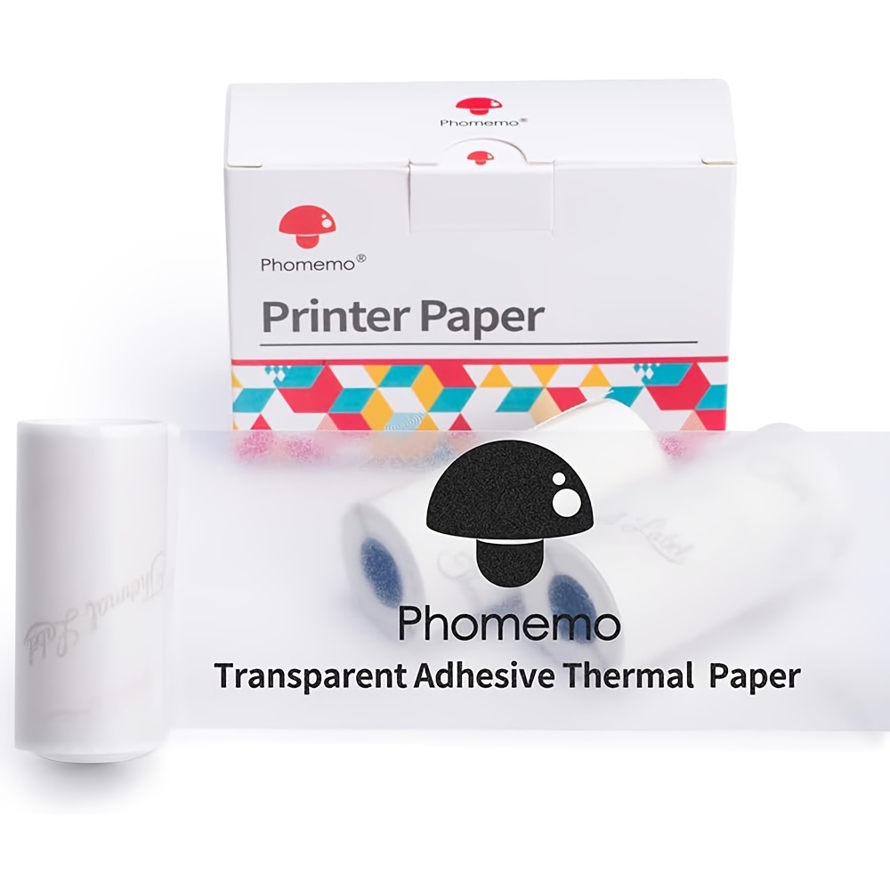 Phomemo Semi-Transparent Sticker Thermal Paper, Self-Adhesive for for Phomemo M02/M02 Pro/M02S/M03 Mini Pocket Printer,50mm x 2.5M, Diameter 30mm, 3