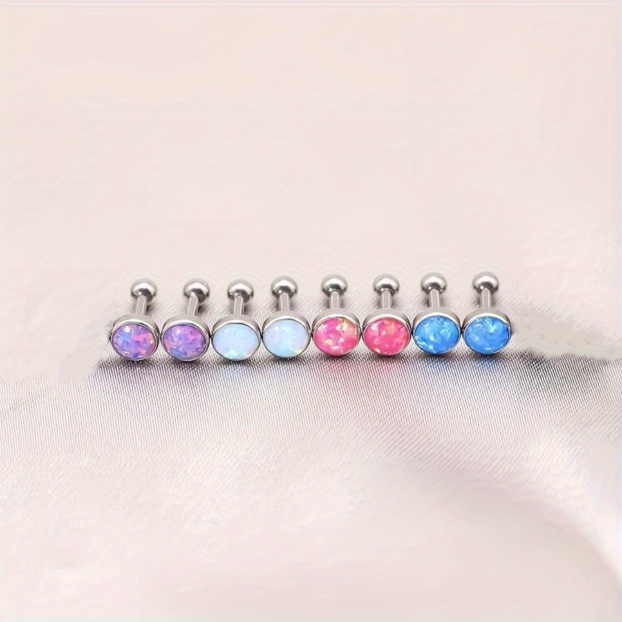   2pcs set g23 titanium opal stud earrings for women hypoallergenic     parties   details 3