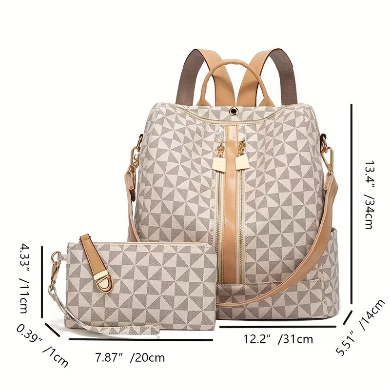 Checkered Backpack Purse Trendy Detachable Shoulder Bag Womens Faux Leather  Travel School Bag, Shop The Latest Trends