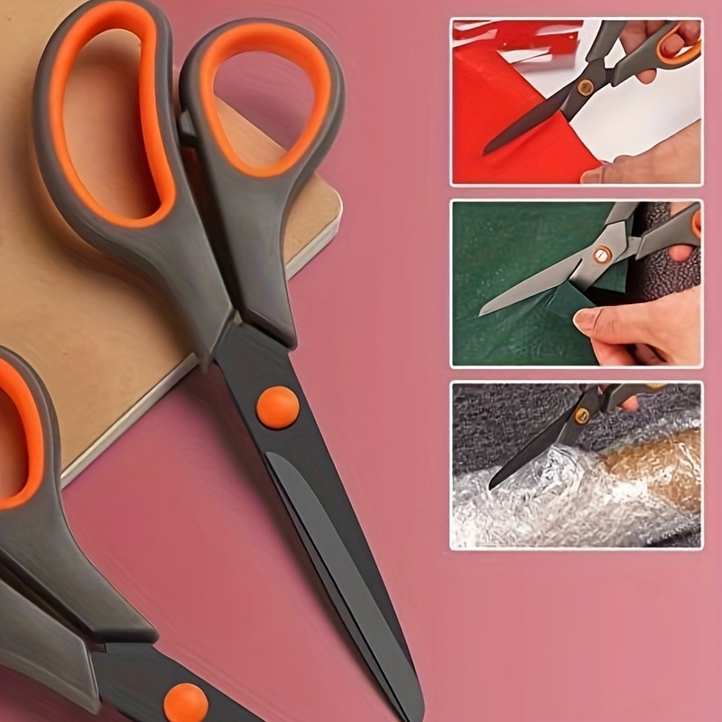 2 Pack 8 Titanium Non-Stick Scissors, All-Purpose Professional Stainless Steel Shears Comfort Soft Grip, Straight Office Craft Scissors for DIY