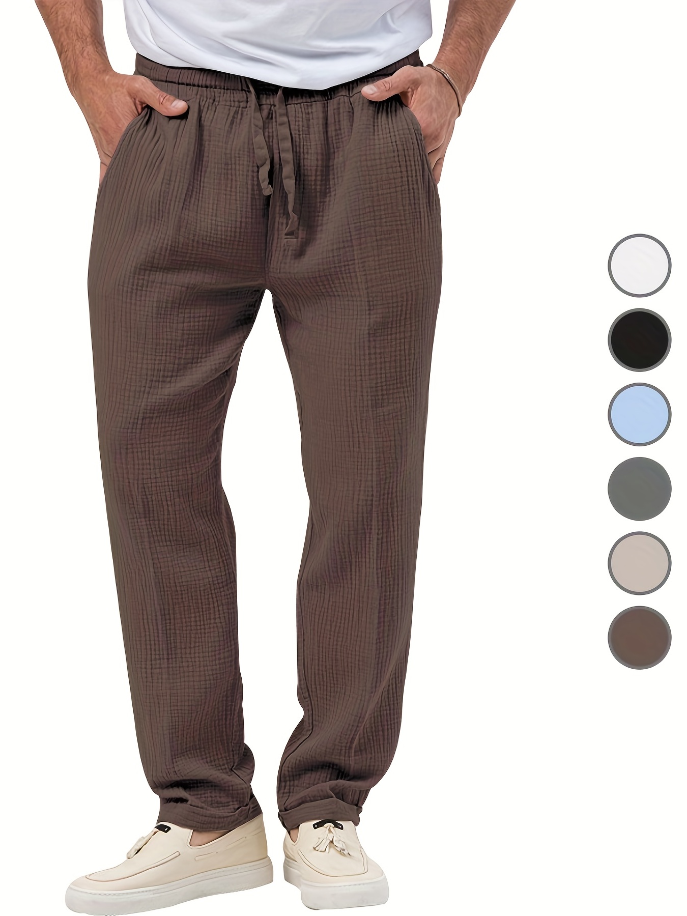 Brown Boho Linen Trousers Mens Suit Pants Boho Classy Pants