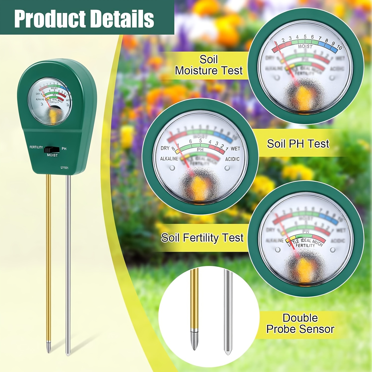 1 Soil Tester Moisture/health/ph Tester For Garden Planting - Temu