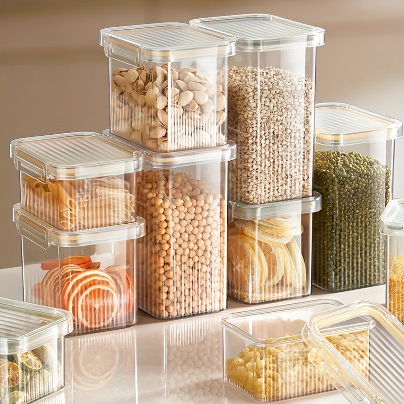 RuiKe Airtight Plastic Canister With Lids Food Storage Jar Square - Storage  Container With Clear Preserving Seal Wire Clip Fastening For Kitchen  Canning For Cereal,Pasta,Sugar,Beans,Spice 