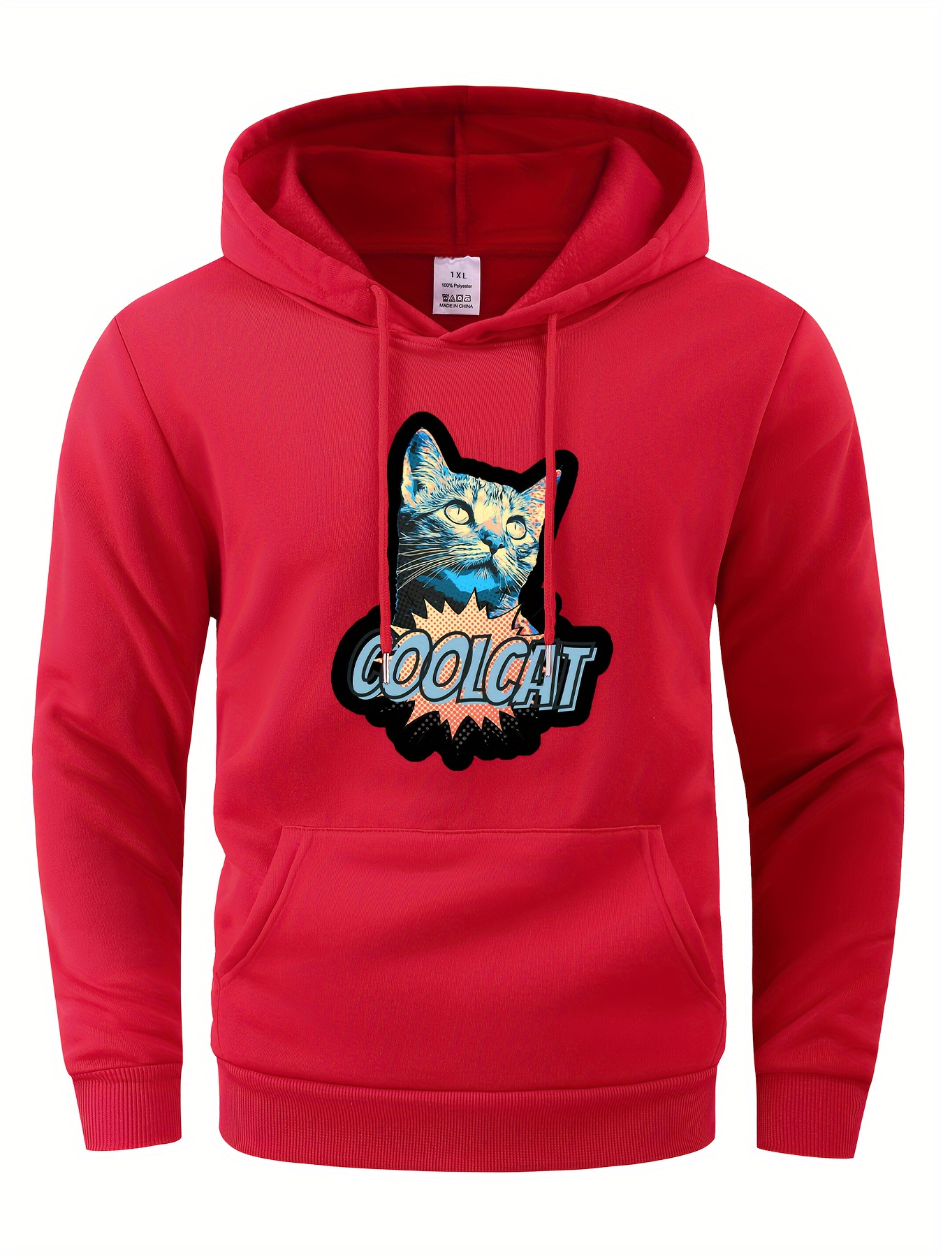 Coolcat Print Hoodie Cool Long Sleeved Clothing Men Men s Temu