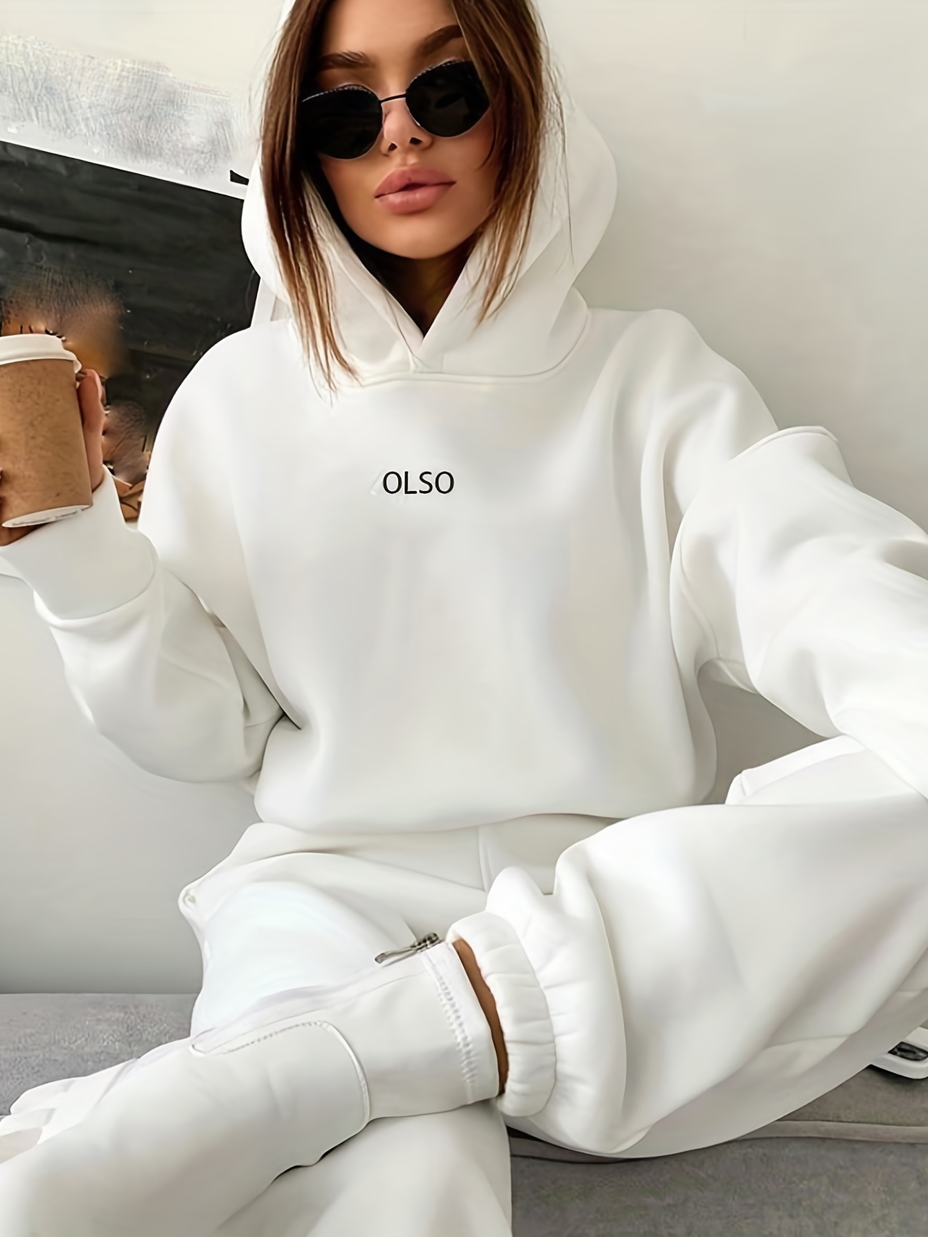 Casual Two piece Set Letter Print Long Sleeve Hooded - Temu