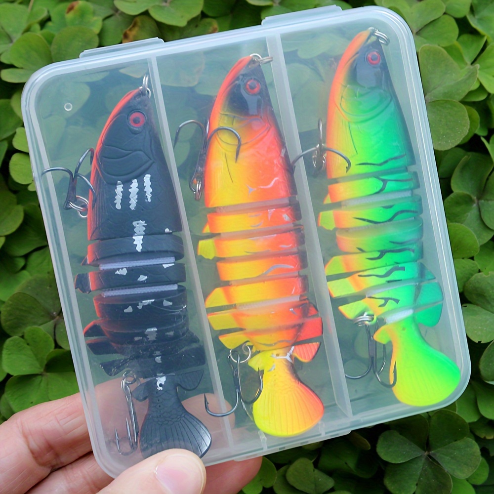 

3pcs 8-segment Fake Bait, Bionic Hard Bait With Treble Hook, Artificial Fishing Lure