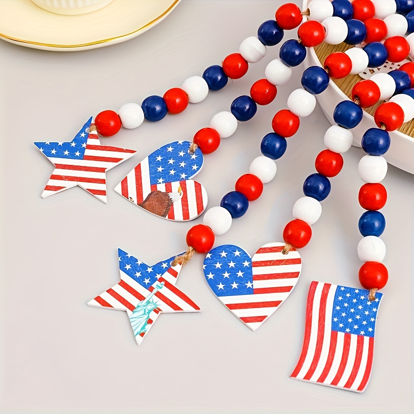 Independence Day Wood Bead Garland With Wooden Tag 4th Of - Temu Canada