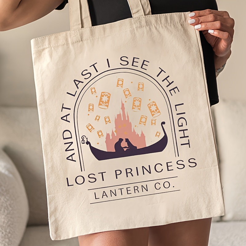 

Lost Princess Pattern Tote Bag, Casual Canvas Shoulder Bag, Portable Grocery Shopping Bag