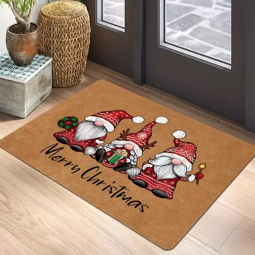 Christmas Doormat for Winter Merry Christmas Door Mat Indoor Outdoor Entrance Doormat Non Slip Rubber Backing Door Mat Funny Christmas Decorative