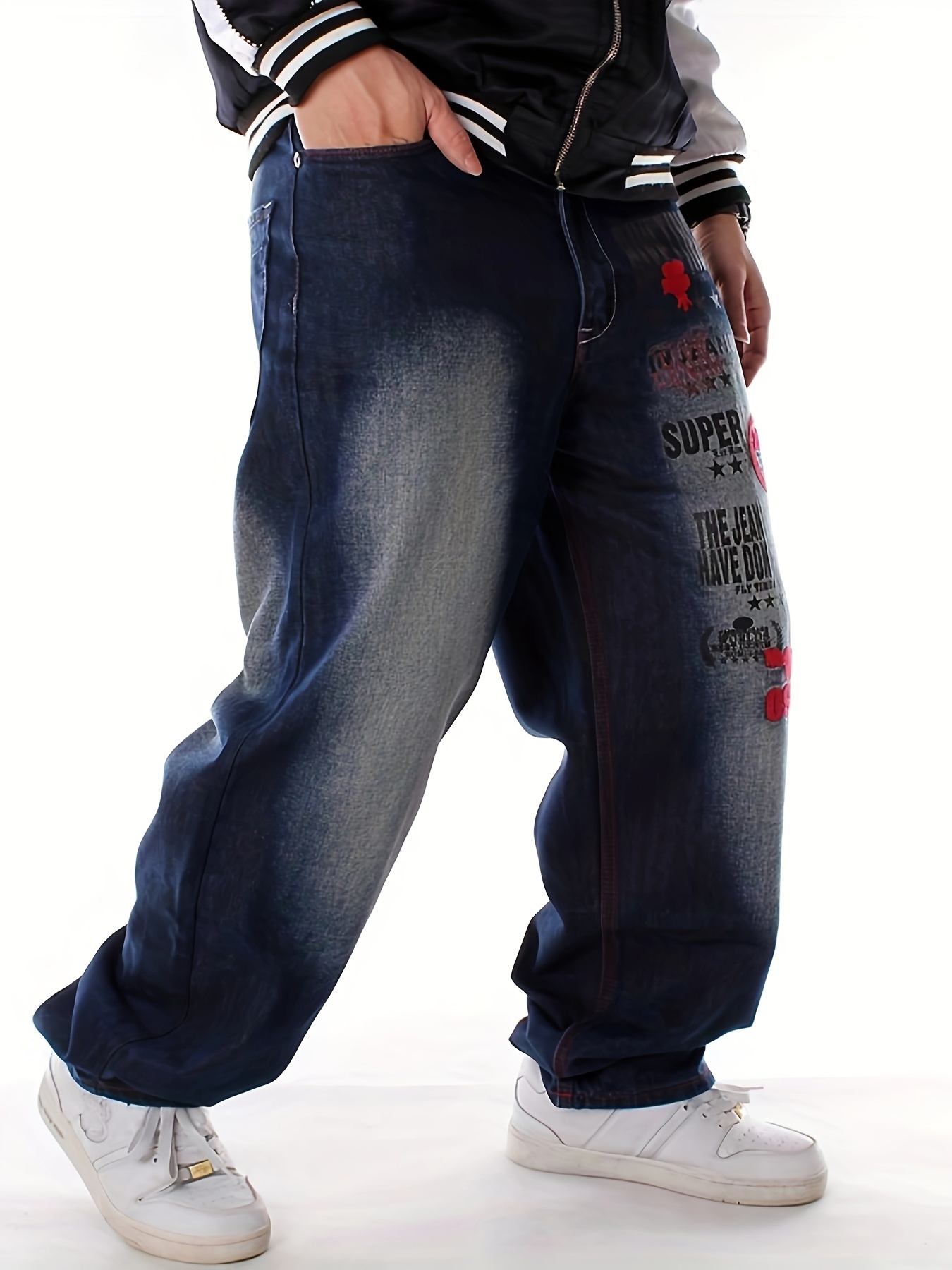 Big Size Baggy Jeans Men Fashion Casual Denim Pant Male Skateboard