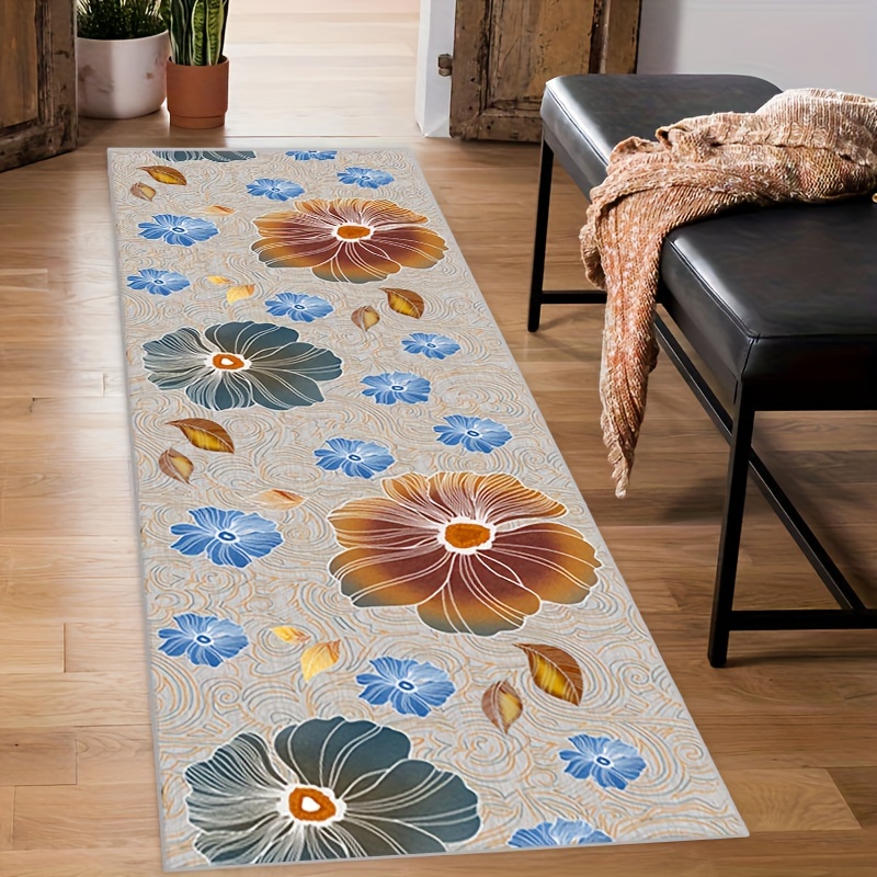 1pc Alfombra Pasillo Moderna Estampado Floral Extra Larga - Temu