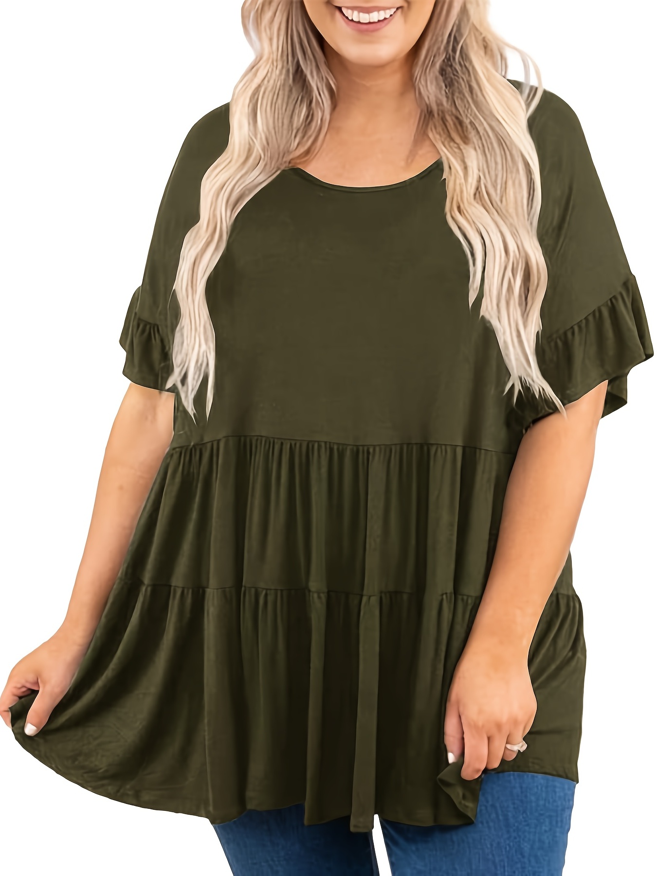 Plus Ruffle Under Bust Smock Top