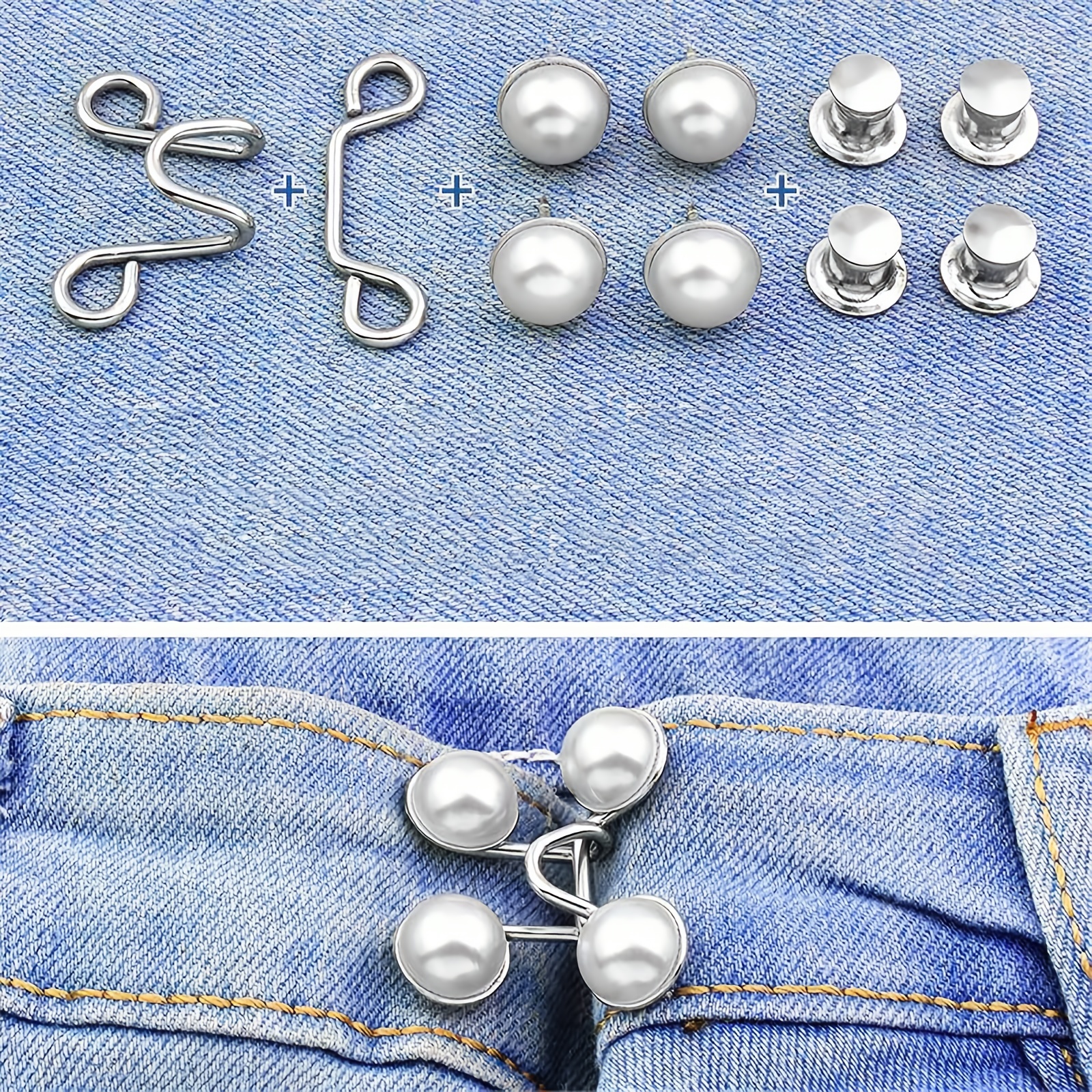 ShenMo Lot de 12 boutons pour jeans, épingles à boutons réglables,  resserrez la taille du pantalon, sans ture et sans outils, épingles  instantanées pour pantalons, installation simple, réutilisables 