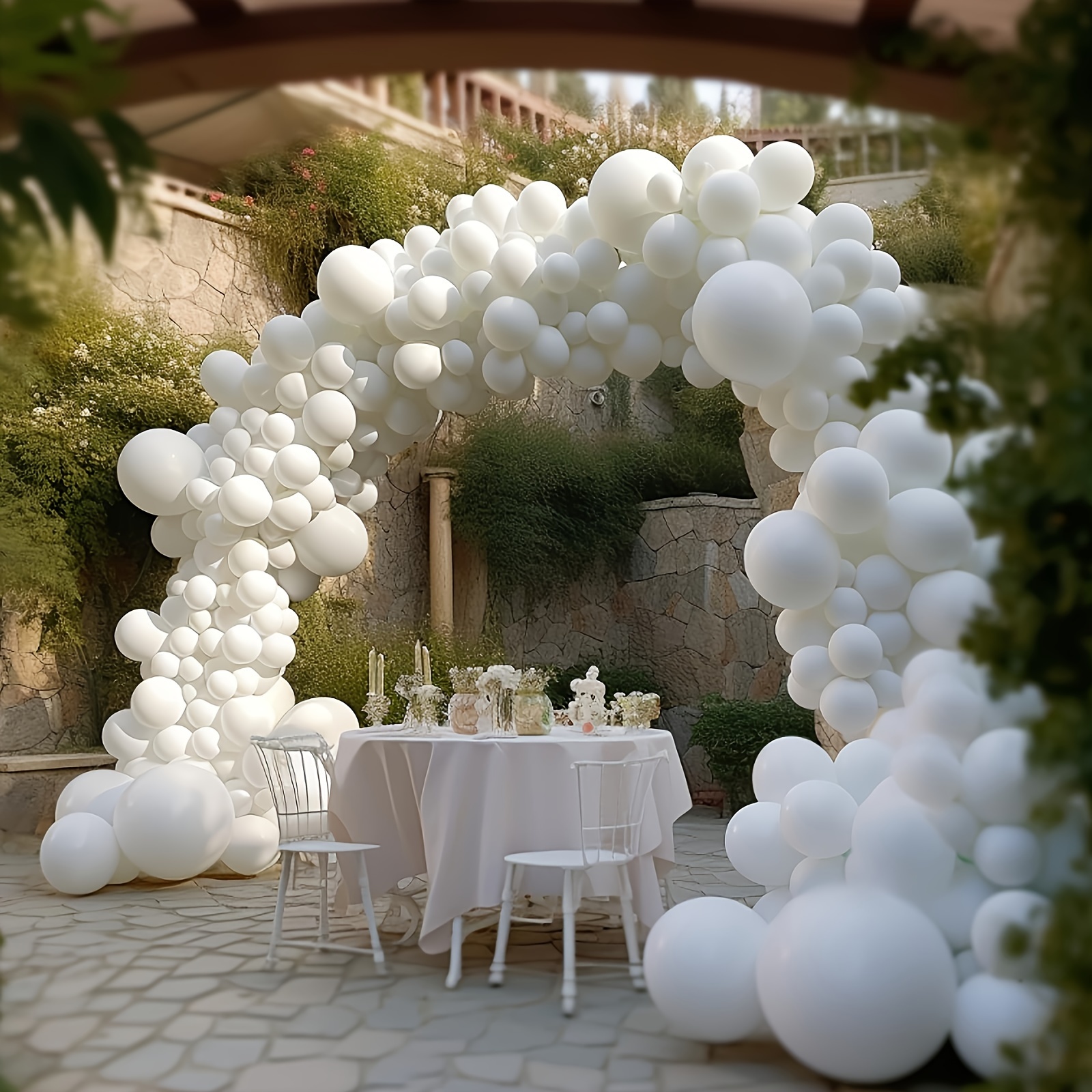 Kit de arco de guirnalda de globos blancos y negros, paquete de 120 globos  de látex mate negro blanco para baby shower, cumpleaños, boda, graduación