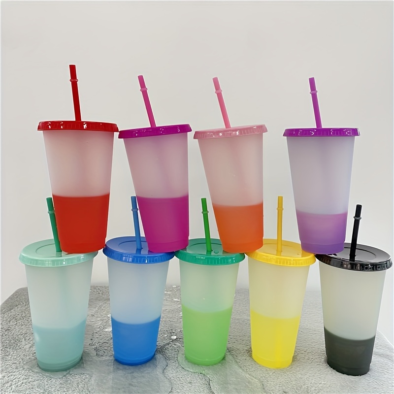 Color Changing Tumblers With Lids And Straws, Plastic Tumblers Cute Iced  Coffee Cup, Reusable Cups Bulk For Cappuccino, Tea, Latte, Cereal, Yogurt,  Dessert, Party, Christmas Gift - Temu Italy