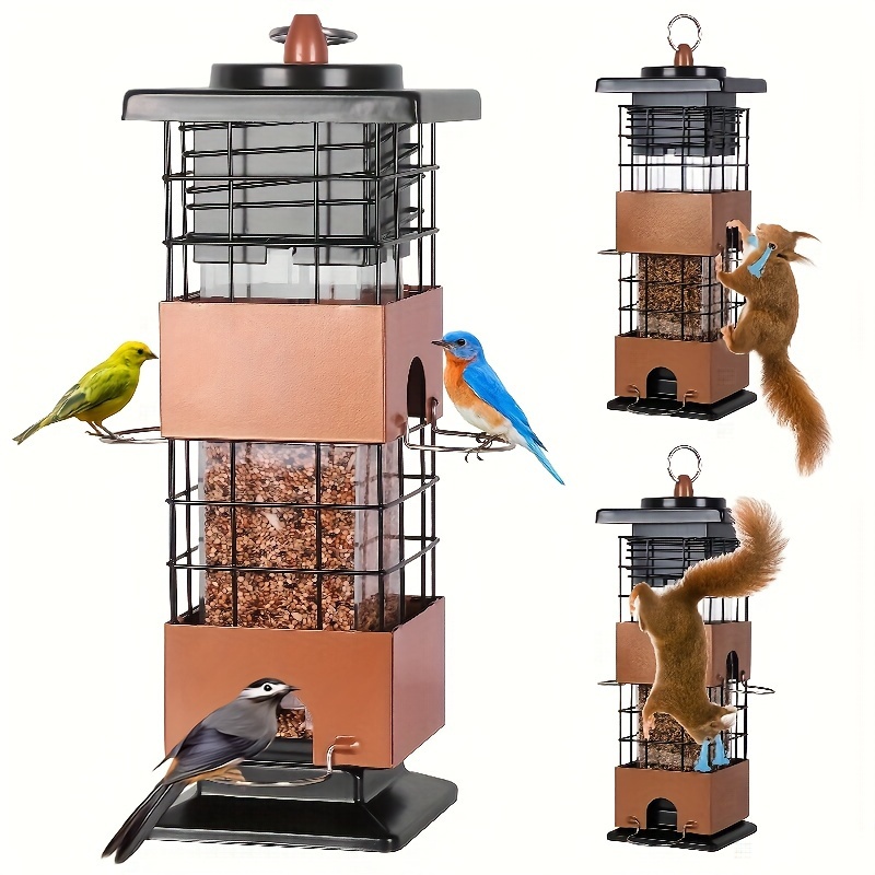 

1pc Bird Feeder, Squirrel Proof Hanging Bird Feeder For Outdoors, 5lbs Metal Hanging Bird Feeder With Bilateral Weight-activated, Large Capacity Wild Bird Food Holder For Outside