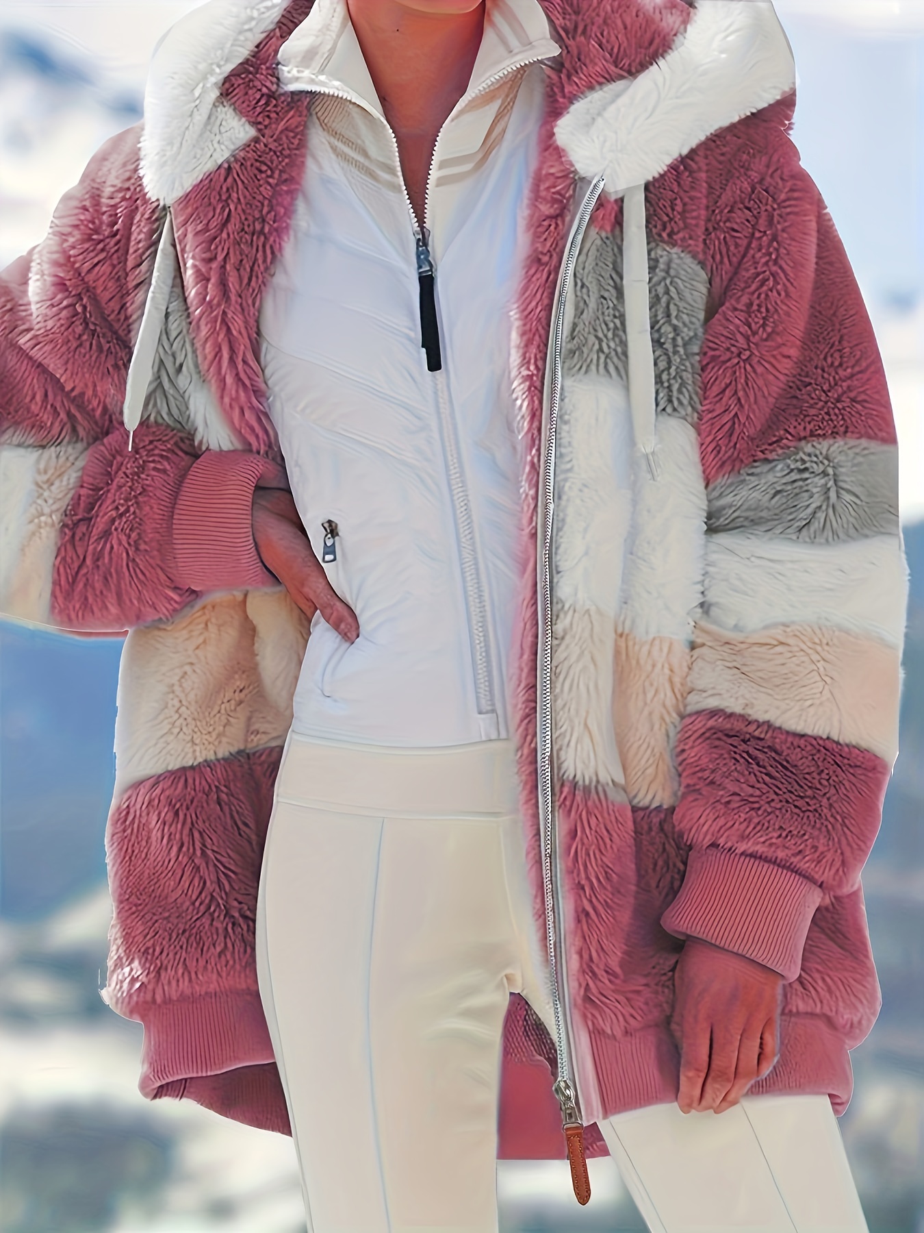 Womens Winter Coats Womens Winter Coats Fuzzy Fleece Thicken Jackets Sherpa  Lined Warm Heavy Jackets Windproof Outerwear with Fur Hood Coat 
