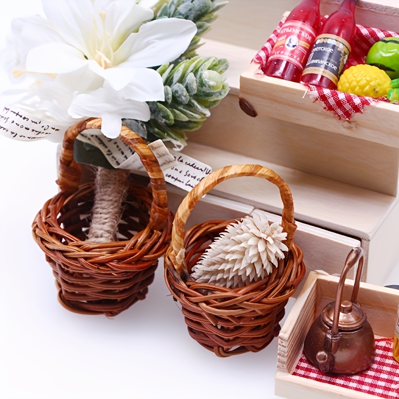 5PCS Handmade Woven Basket Bamboo Weaving Flower Baskets Storage