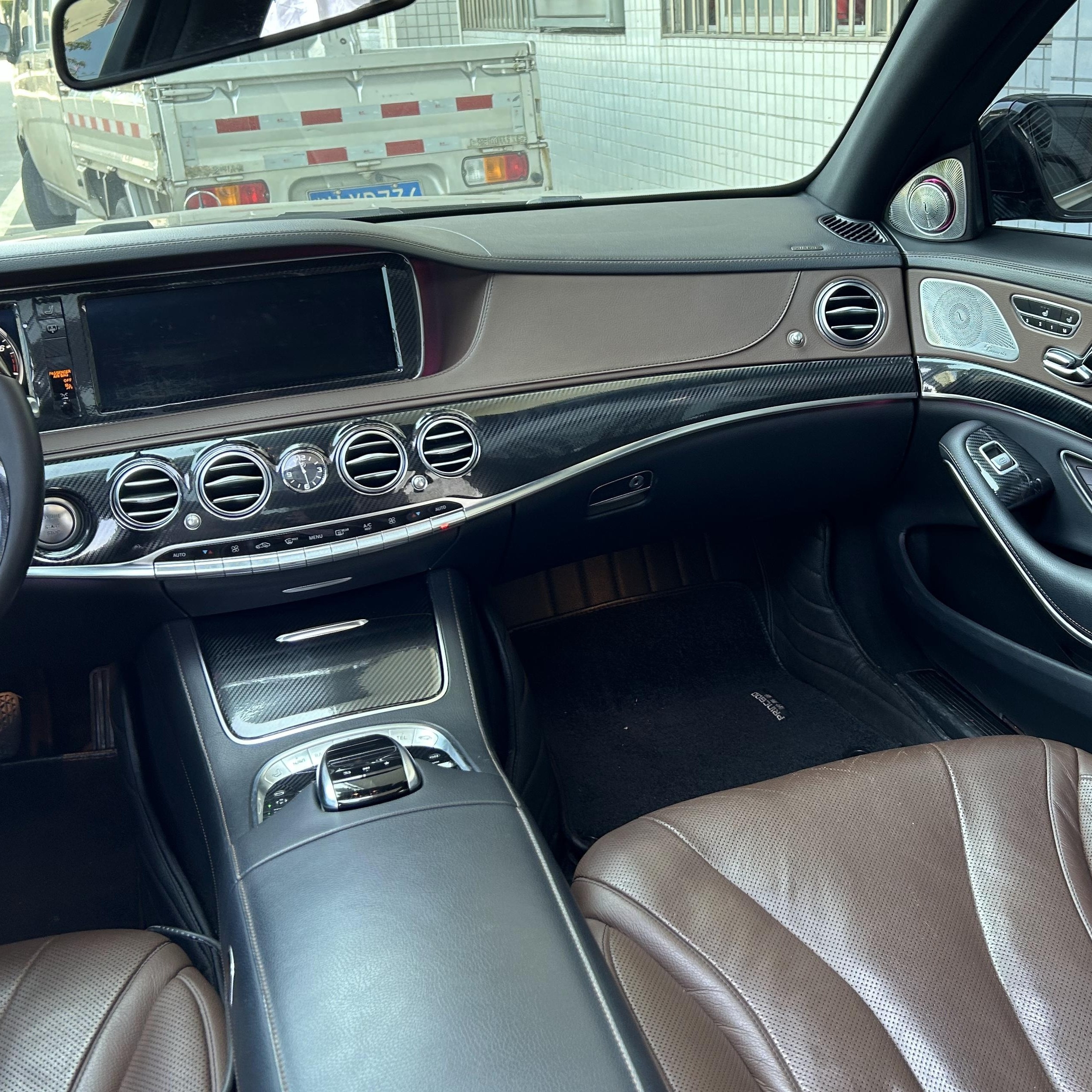 Für Mercedes S-Klasse W222 2014-2020 Innenraum-Zentralsteuerungstafel  Türgriff Kohlefaser-Aufkleberaufkleber Auto-Styling-Zubehör