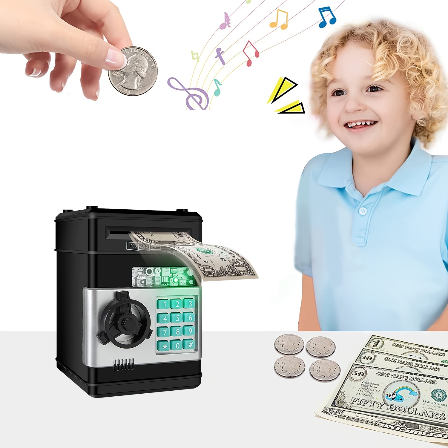 Mini caja de monedas en efectivo seguro para niños mini caja fuerte juguete  para niños multifunción