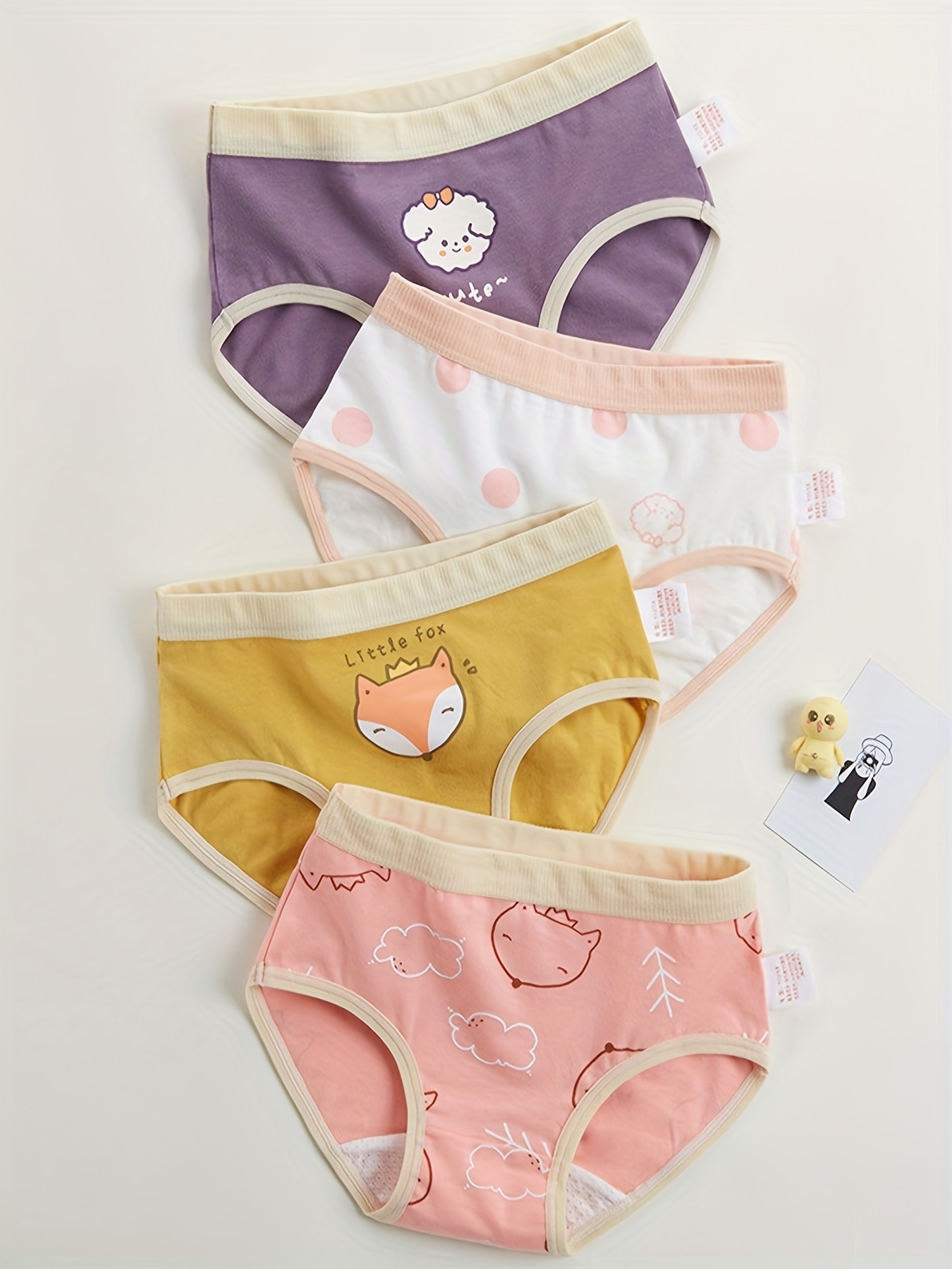 Girls Triangle Panties Cute Fox Puppy Print Comfortable - Temu Canada