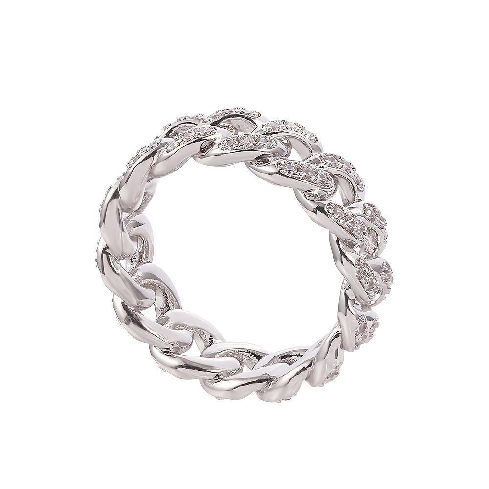 Men's Cuban Link Pave Ring with Artificial Diamonds