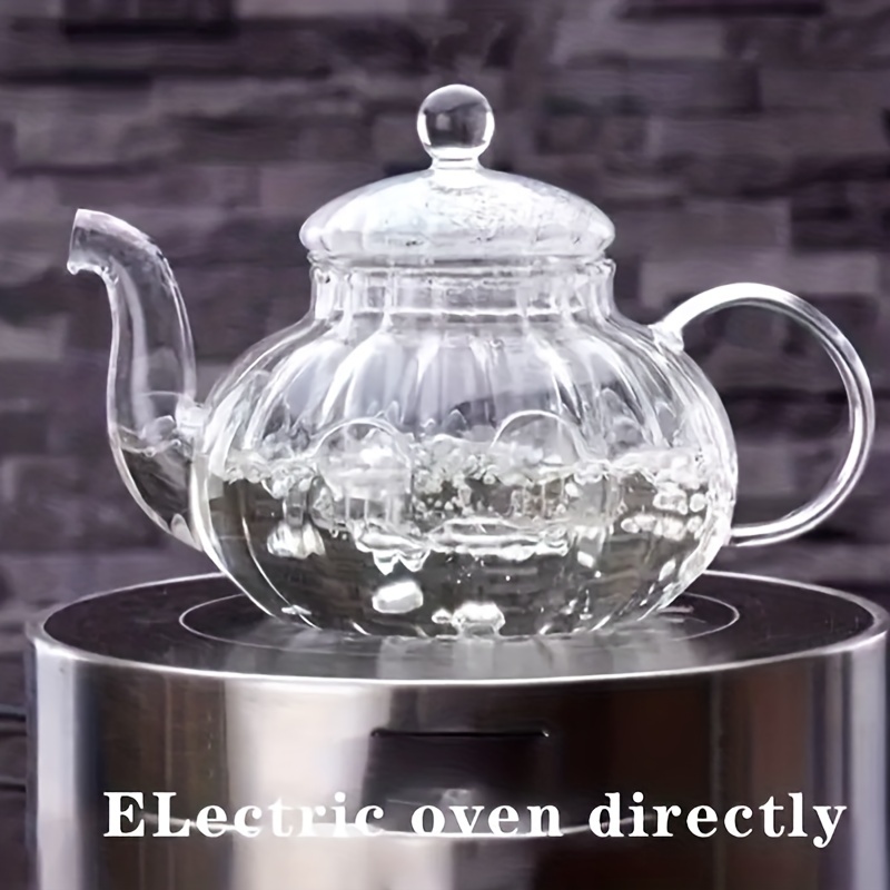 High Borosilicate Glass Teapot, High Temperature Resistant Pumpkin Striped Kettle  Tea Set With Filter Creative Small Gift Holiday Accessories - Temu