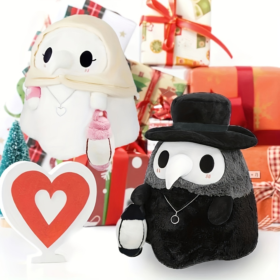 

Luminous Couple Cartoon Animal Plague Doctor Beak Stuffed Plush Toy, Valentine's Day Doctor Party Prom Props Plush Toy Gifts