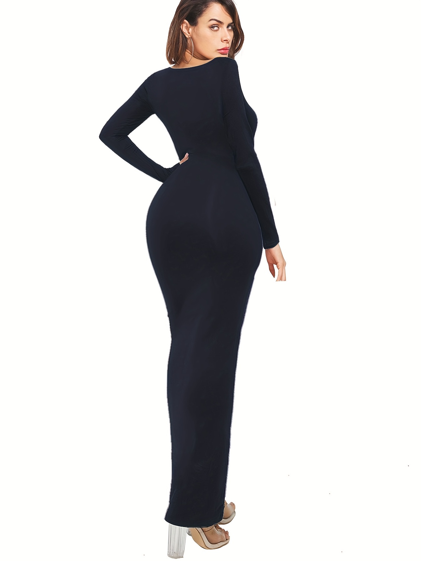 Black Bodycon Maxi Dress Sleeves  Black Bodycon Dress Long Sleeve