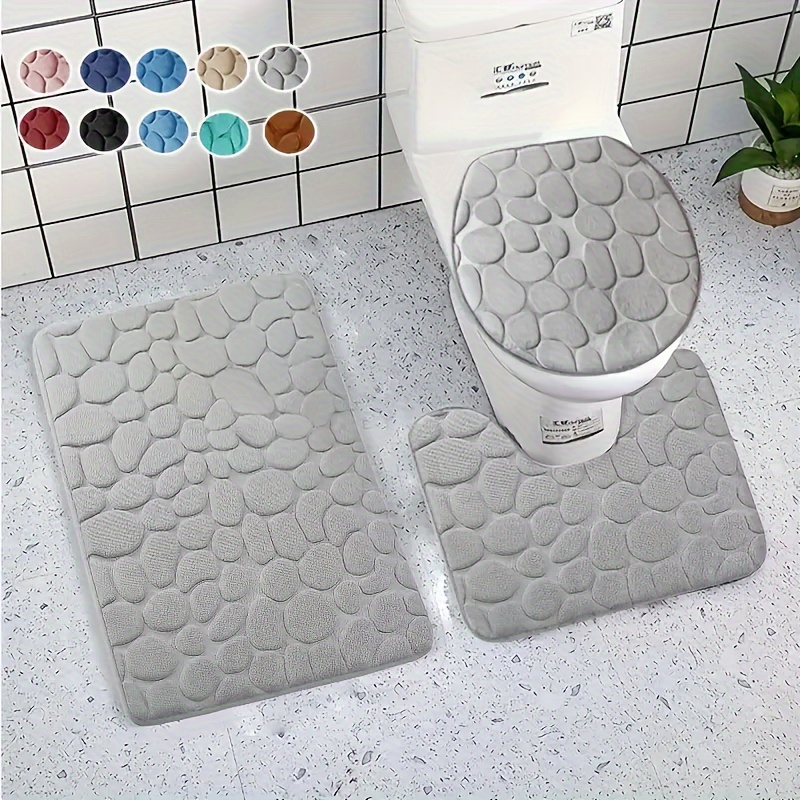 Cobblestone Embossed Bathroom Bath Mat Memoryfoam Pad - Temu