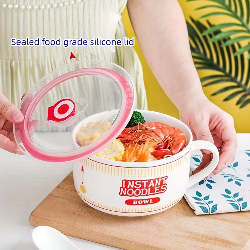 Bol à Ramen Instantané Ejoyous 1200ml - Avec Couvercle, Baguettes Et Cuillère