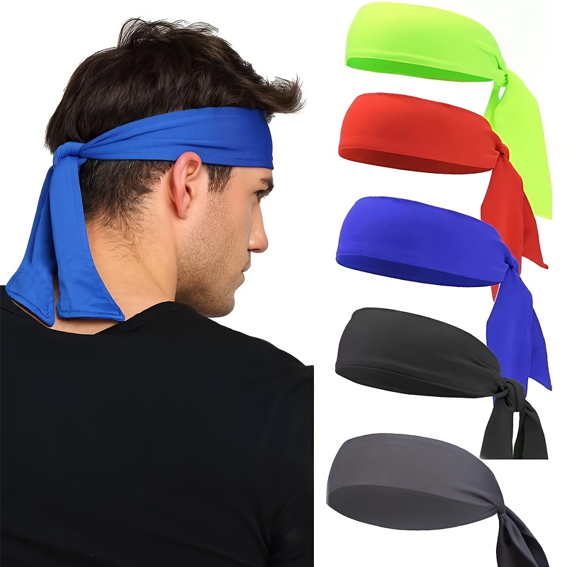 

5pcs Outdoor Breathable Sweat Absorbting Headbands For Men, Tennis Karate & Ninja Headbands, Athletic Sweatbands For Men Women
