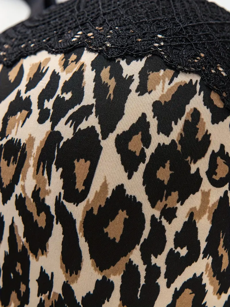 Plus Size Casual Bra Women's Plus Leopard Print Contrast - Temu
