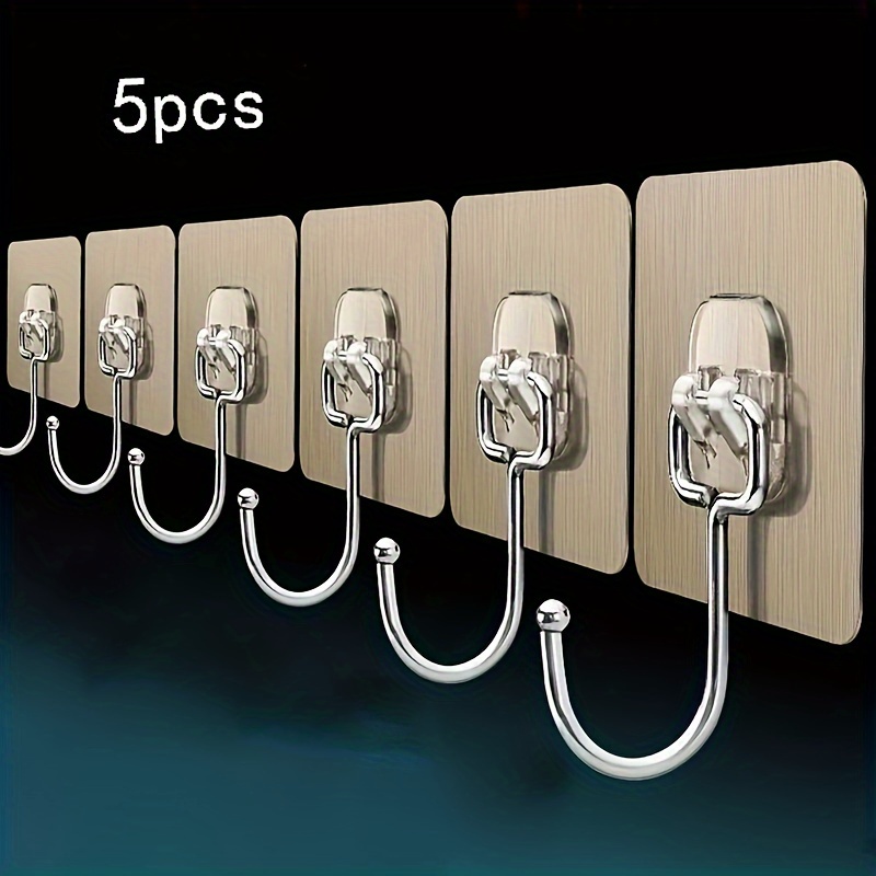 Stainless Steel Wall Hooks Large Strong Self adhesive Hooks - Temu