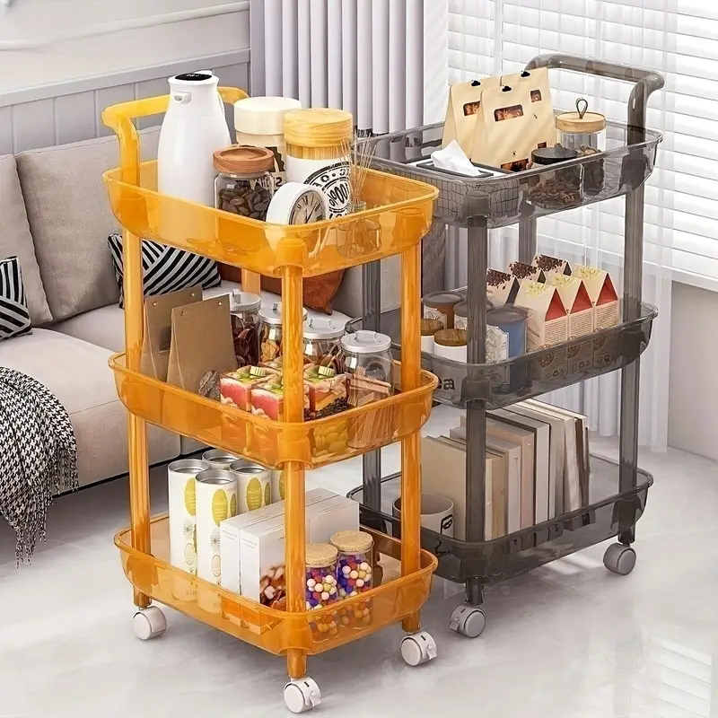 3/4-layer Condiment Cart Storage Rack, Portable Durable Snack