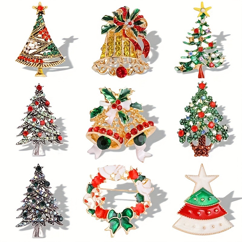 Christmas Brooch Pins Set Cute Christmas Pins Christmas Pins Cartoon Brooch  Pin Santa Christmas Trees Jewelry Pins For Xmas Decorations Pearls And  Rhinestones for Crafts 