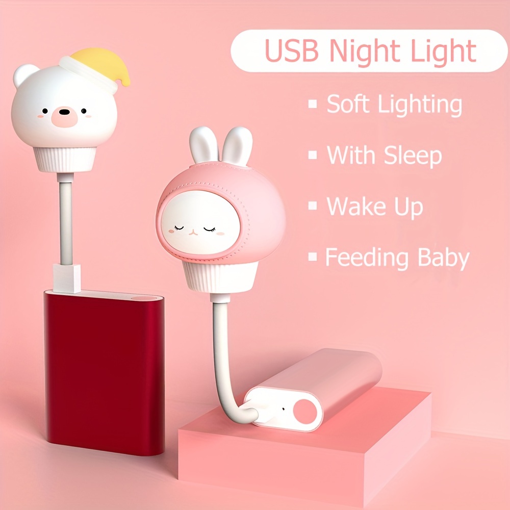 Luz LED de noche de col de silicona, linda luz nocturna para niños, luz  recargable para guardería, con sensor táctil, temporizador de 30 minutos  para