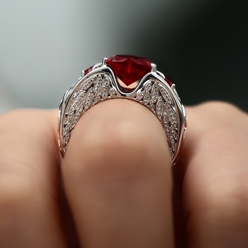 Romantic Couple Ring Engagement Jewelry Wedding Heart Ring Stainless Steel