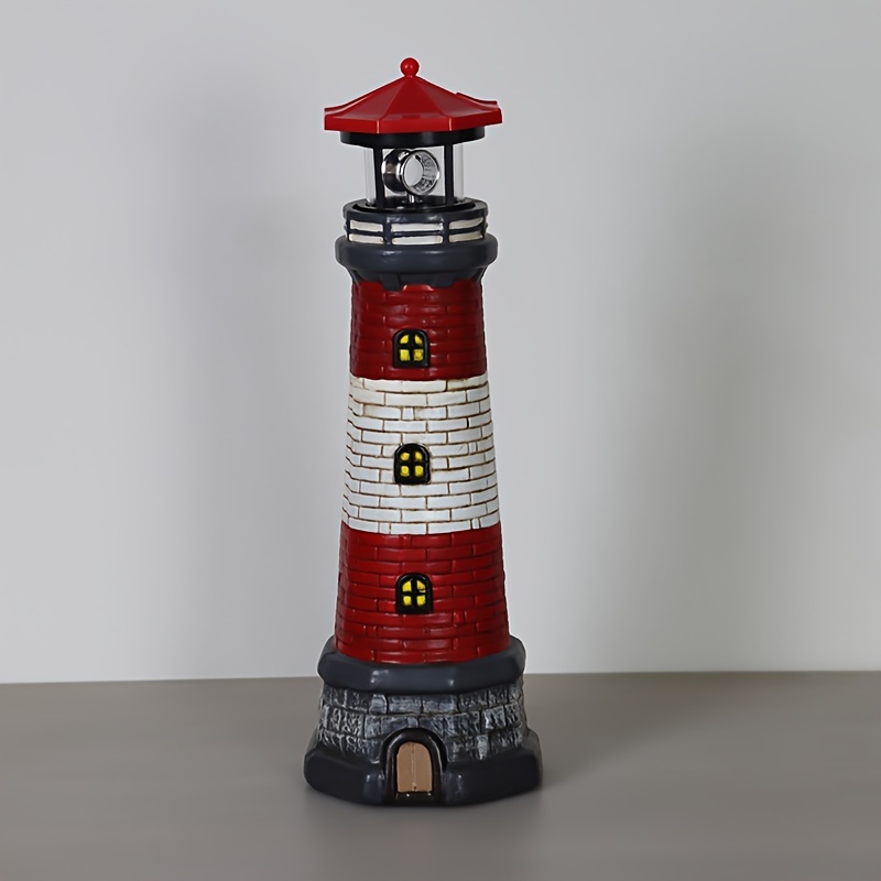 1pc Solar Lighthouse, Outdoor Garden Decoration, Courtyard Landscape Light, Garden Statue Ornament, Lawn Light, Craft Decoration, Rotating Led Lantern Cup, Built-in Rechargeable Battery, Ipx4