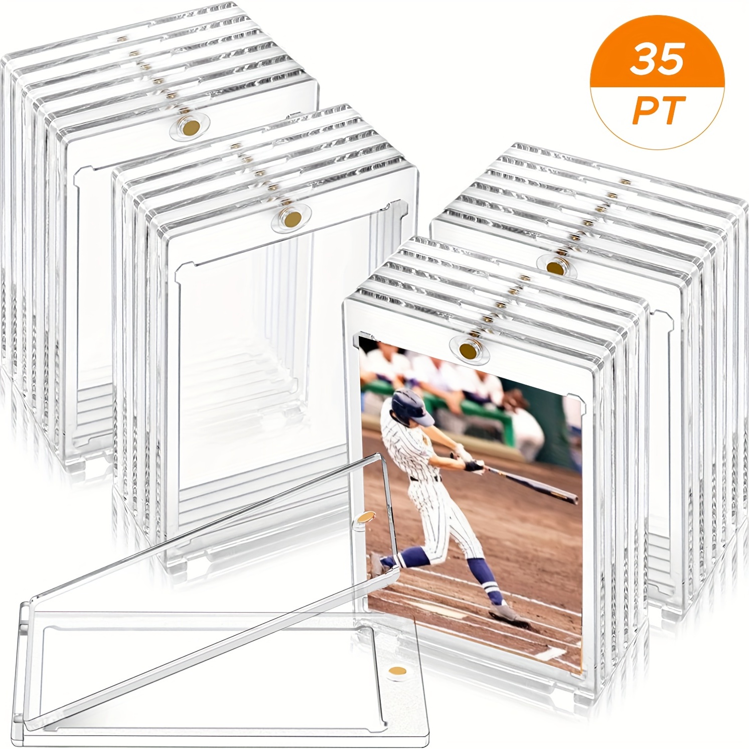 Magnetic Card Holders For Trading Cards With 5 Holder Stands, 35 Pt Hard  Cards Sleeves Case Fit For Mtg Cards,, Standard Cards, Sports Cards,  Baseball Cards Toploaders - Temu