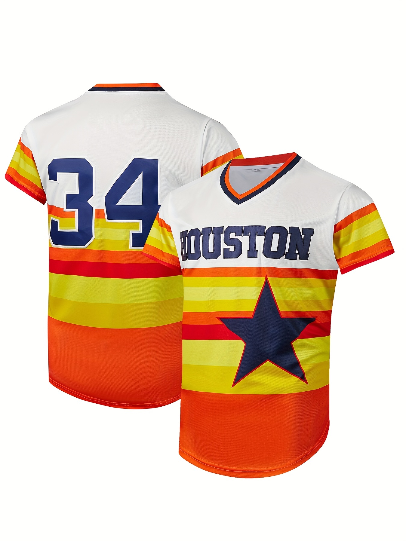 Mens Houston 34 Baseball Jersey Retro Classic Baseball Shirt Breathable  Embroidery V Neck Pullover Sports Uniform For Training Competition Party, Today's Best Daily Deals