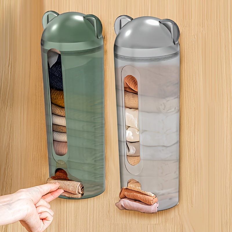 1 Stück 2 in 1 Wandmontierter Kunststoff-Müllbeutelhalter Müllbeutel  Aufbewahrungsbox Wattestäbchen Behälter Home Küche Badezimmer Zubehör