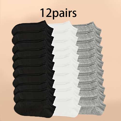 1/6/12 Pairs Of Men's Simple Solid Liner Anklets Socks, Comfy Breathable Soft Sweat Absorbent Socks For Men's Outdoor Wearing