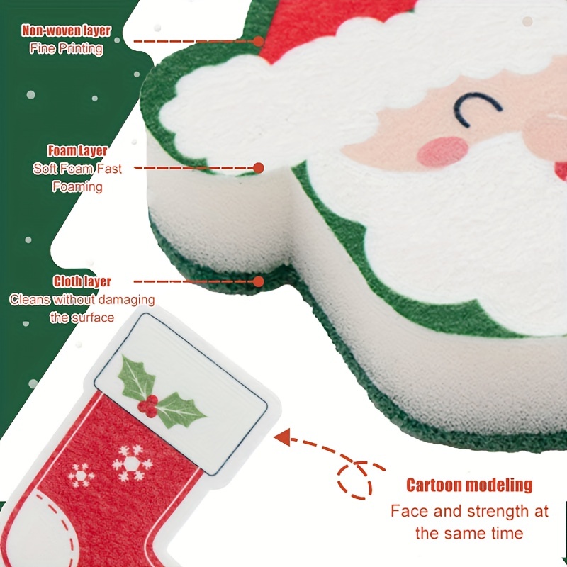 Christmas Cartoon Printed Sponge Wipe Set Multifunctional - Temu