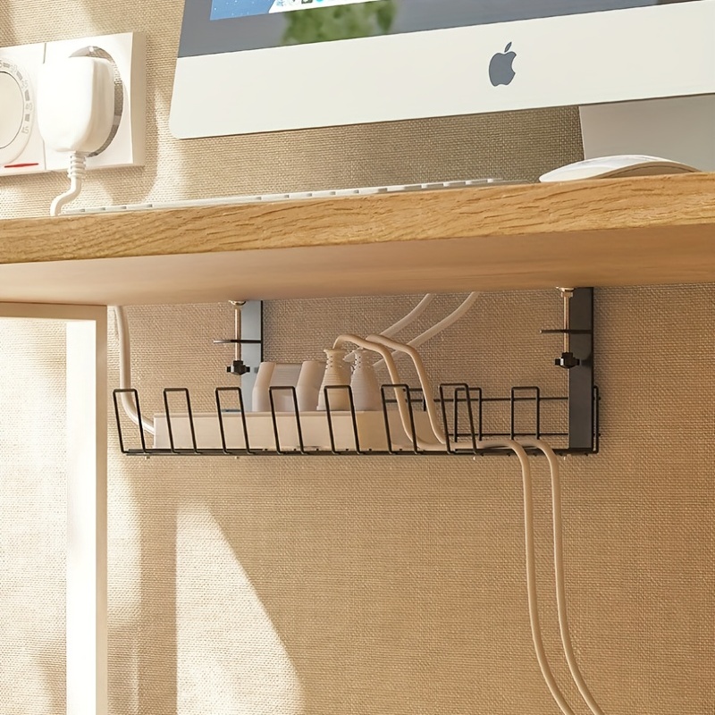 Bandeja de gestión de cables debajo del escritorio Sin soporte para cables  de perforación Mantenga el espacio limpio para la oficina y el hogar Mesa ,  negro Sunnimix bandeja de gestión de